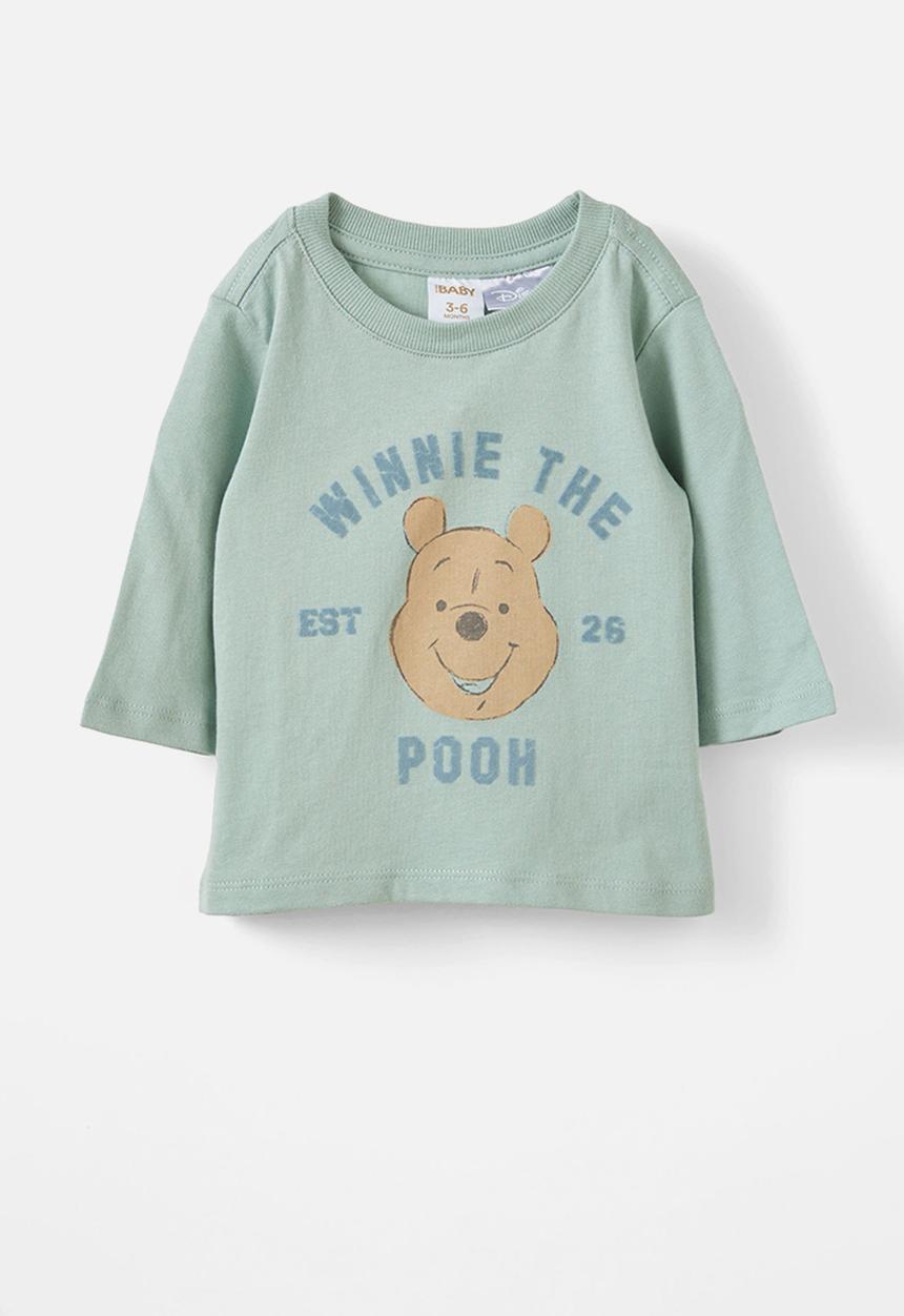 Cotton On - Jamie long sleeve tee-lcn - lcn dis stone green/winnie the pooh