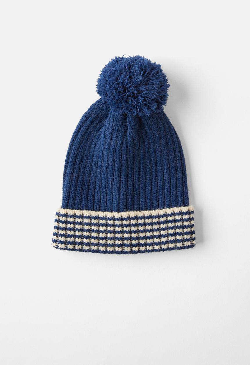 Cotton On - Winter rib knit beanie - in the navy/stripes