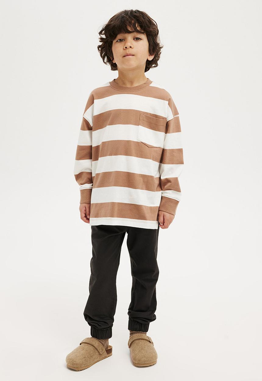 Cotton On - The essential long sleeve tee - taupy brown/vanilla stripe