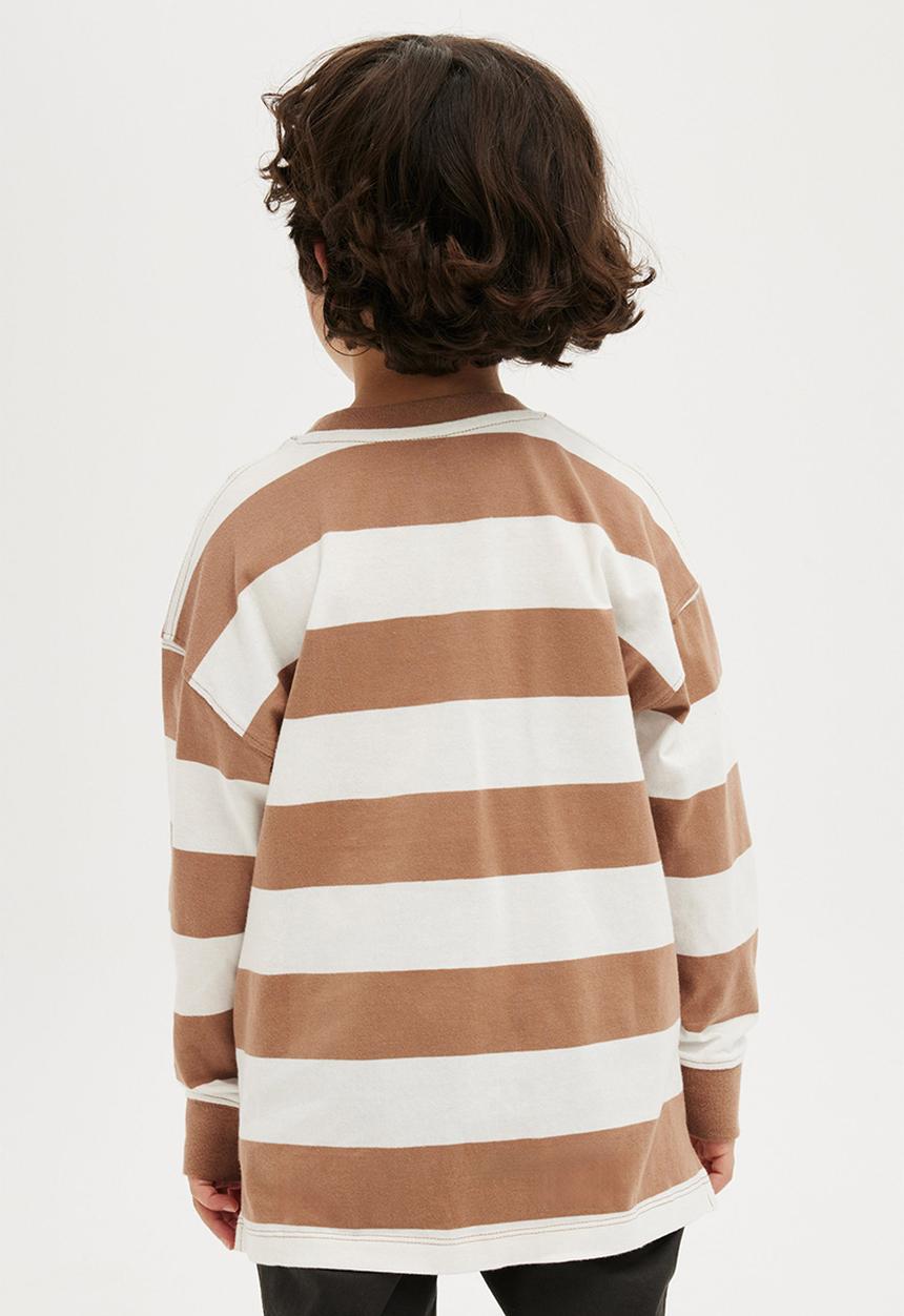 Cotton On - The essential long sleeve tee - taupy brown/vanilla stripe