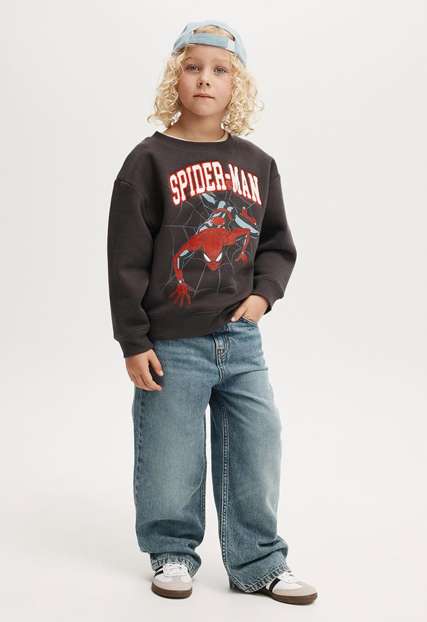 Cotton On - License felix fleece crew neck - lcn mar phantom/spiderman web