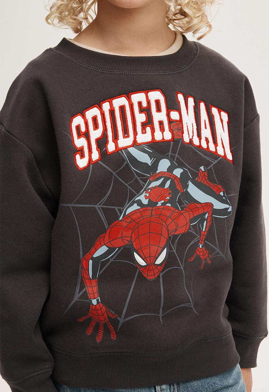 Cotton On - License felix fleece crew neck - lcn mar phantom/spiderman web