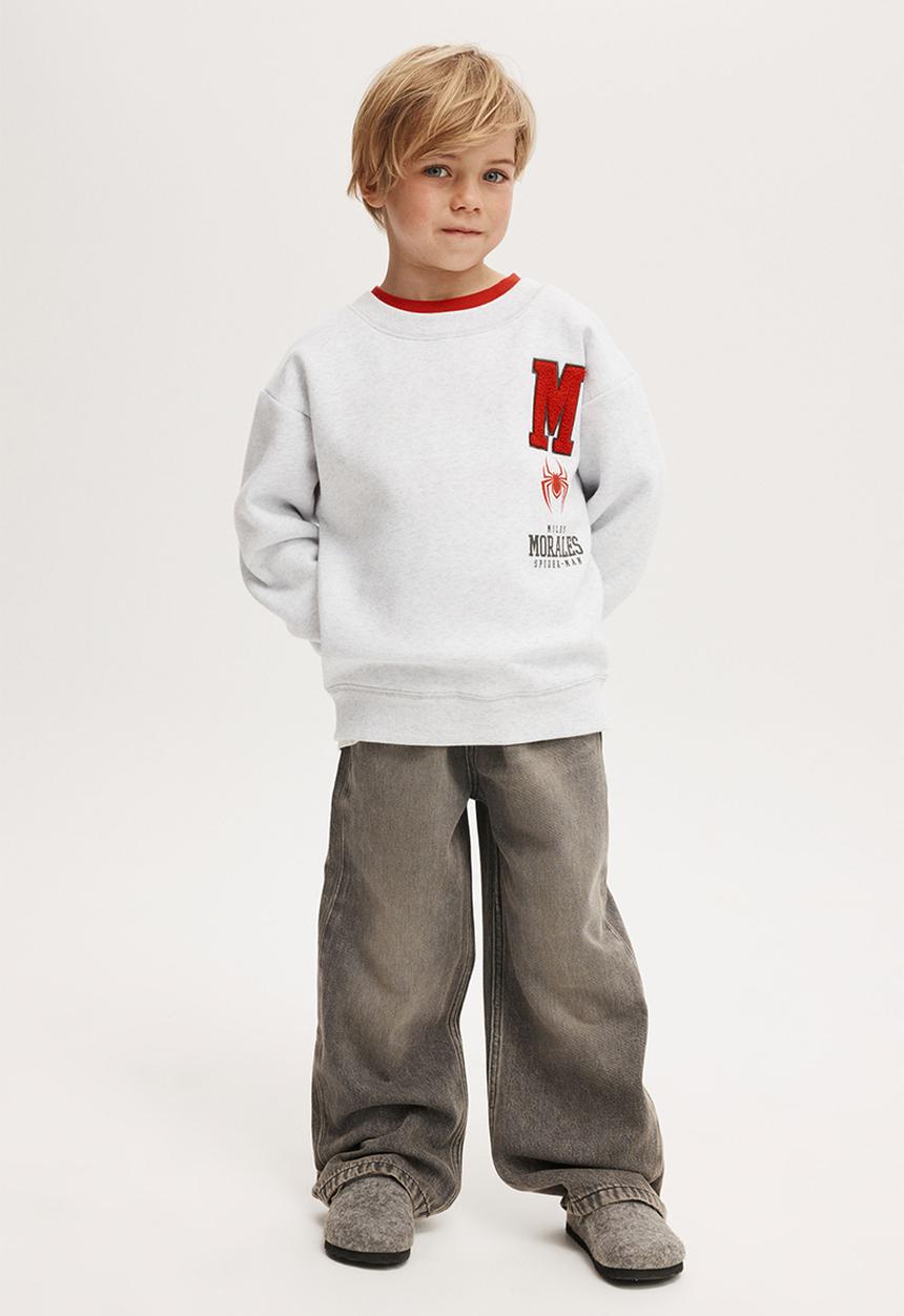Cotton On - License felix fleece crew neck - lcn mar snow marle/spiderman skate