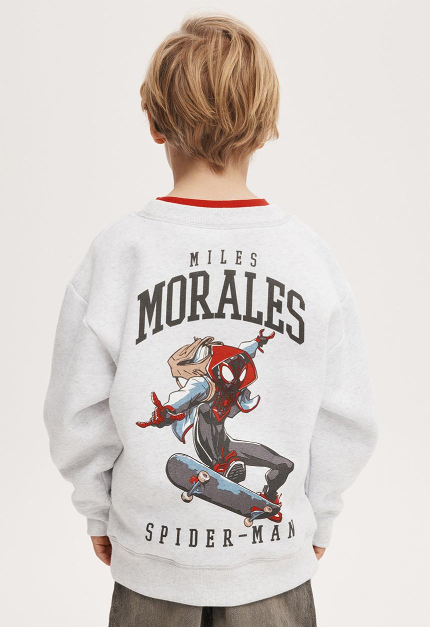 Cotton On - License felix fleece crew neck - lcn mar snow marle/spiderman skate