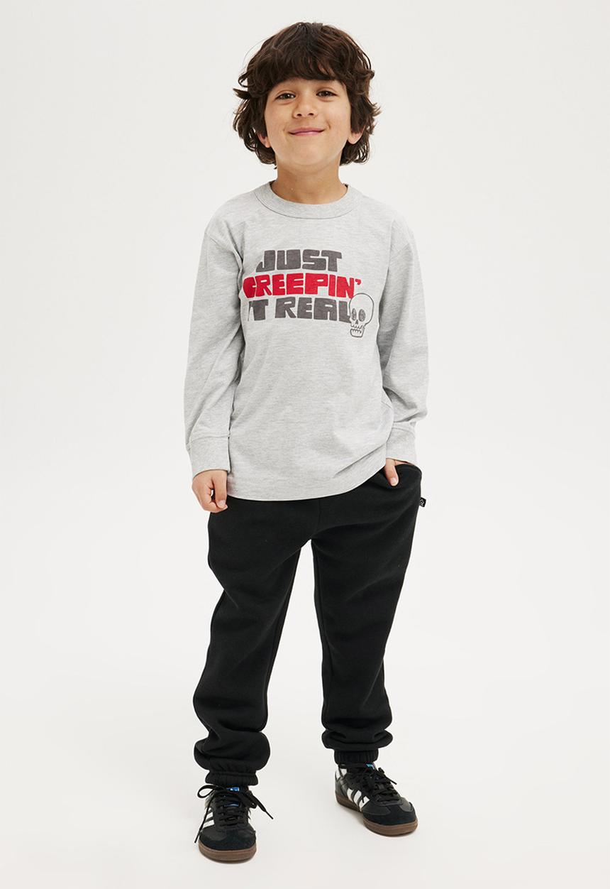 Cotton On - Long sleeve jonny tee - fog grey marle/just creepin it real