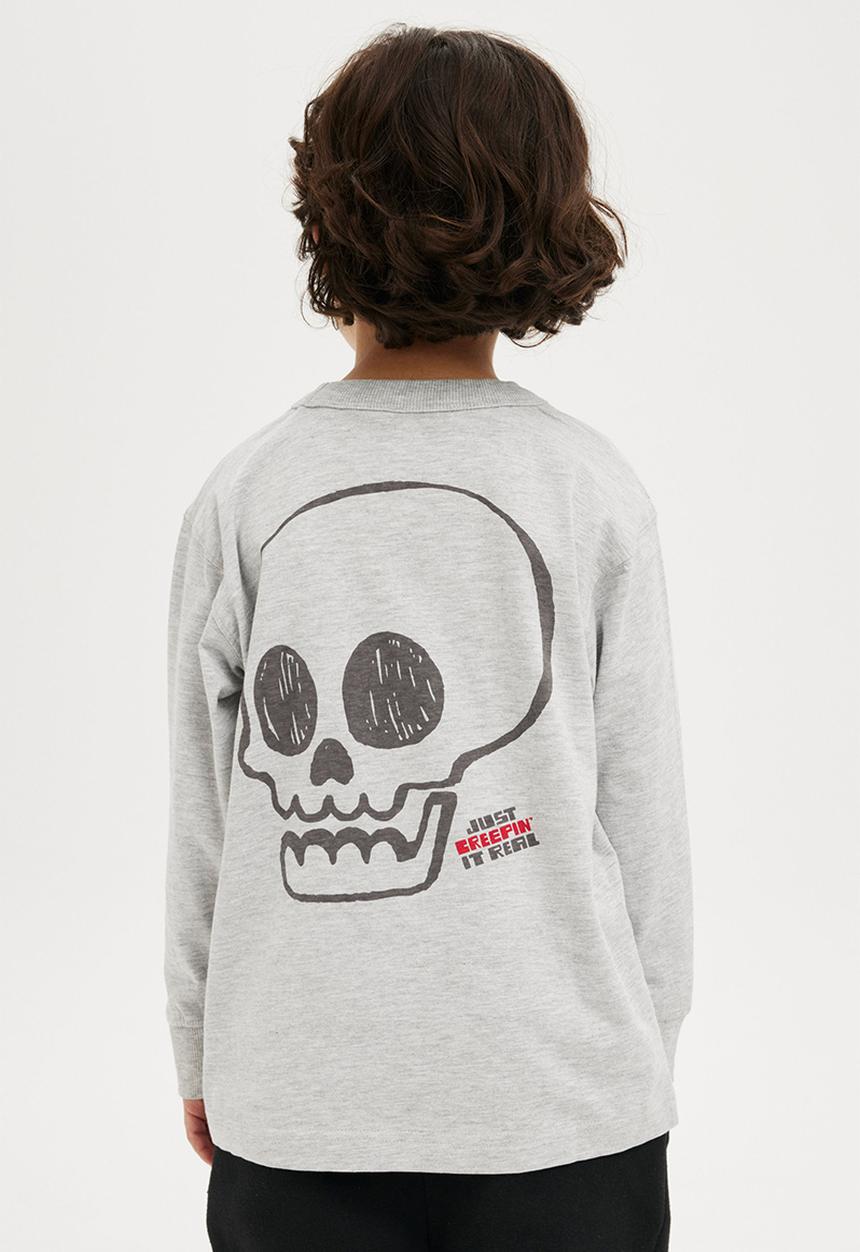 Cotton On - Long sleeve jonny tee - fog grey marle/just creepin it real