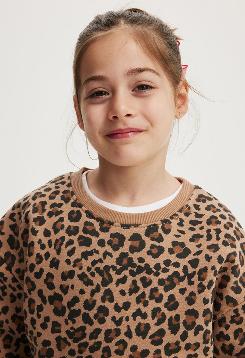 Cotton On - Nyla crew - taupy brown/leopard