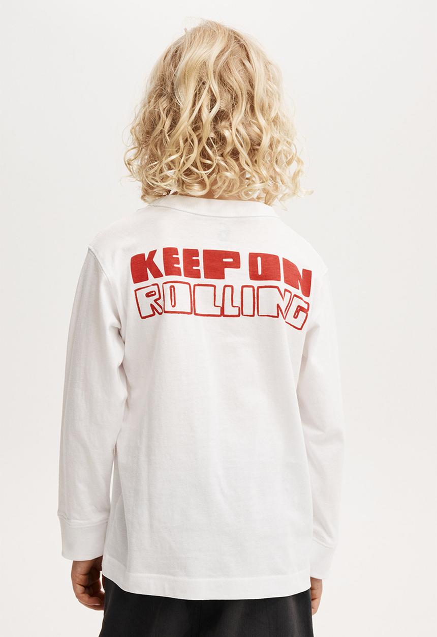 Cotton On - Long sleeve jonny tee - white/keep on rolling