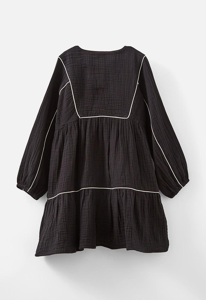 Cotton On - Corra long sleeve dress - black/embroidery