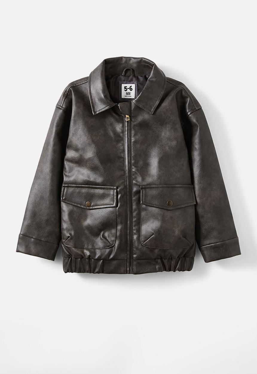 Cotton On - Fletcher faux leather bomber jacket - aged hot choccy