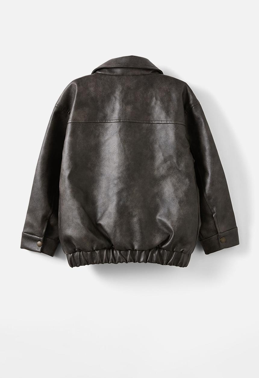 Cotton On - Fletcher faux leather bomber jacket - aged hot choccy