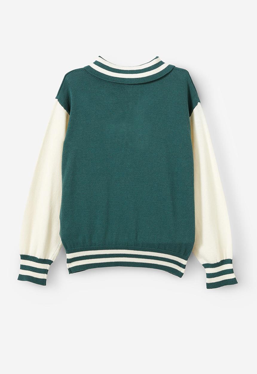 Cotton On - Blair rugby pullover knit - pine tree green/brklyn 1992