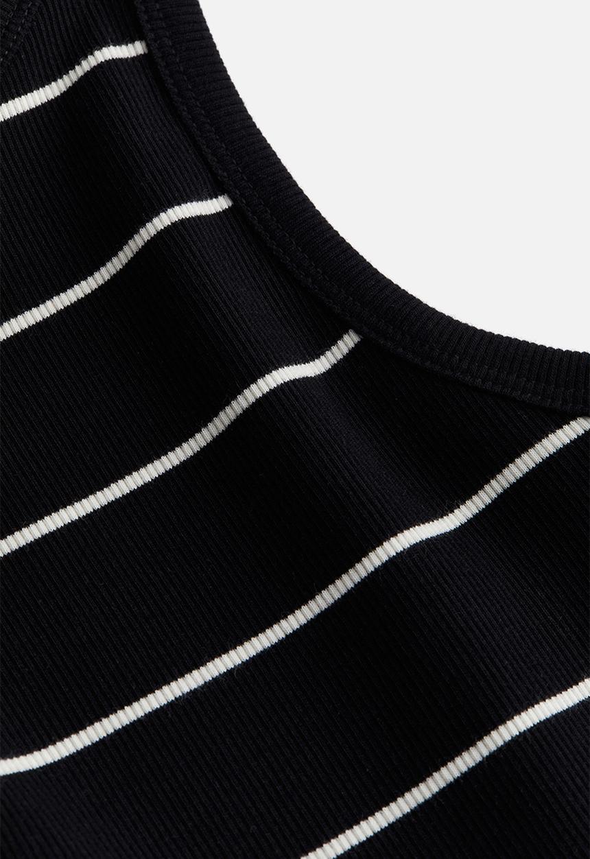 H&M - Cropped vest top - black/striped