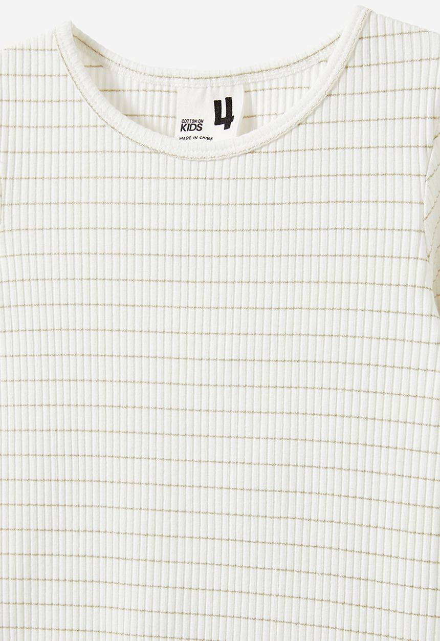 Cotton On - Jade crew - vanilla/sparkle stripe