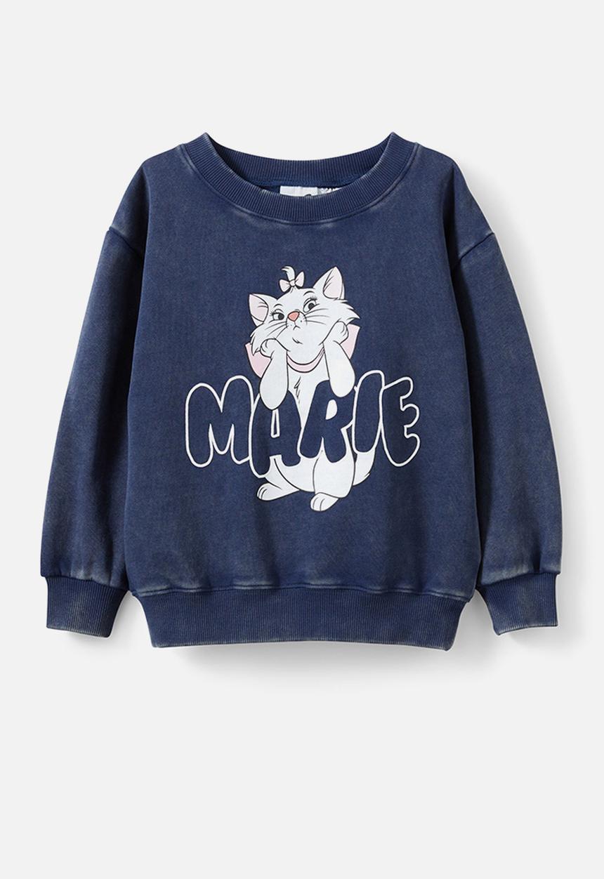 Cotton On - License dusty fleece crew neck - lcn dis aristocrats/in the navy