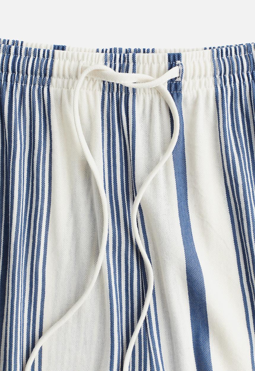 H&M - Wide pull-on trousers - white/blue striped 