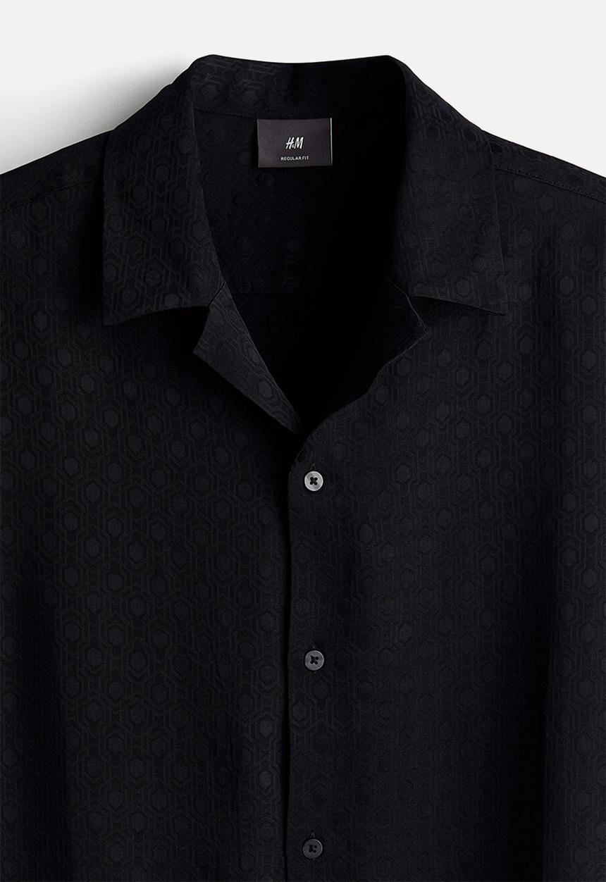 H&M - Regular fit resort shirt - black