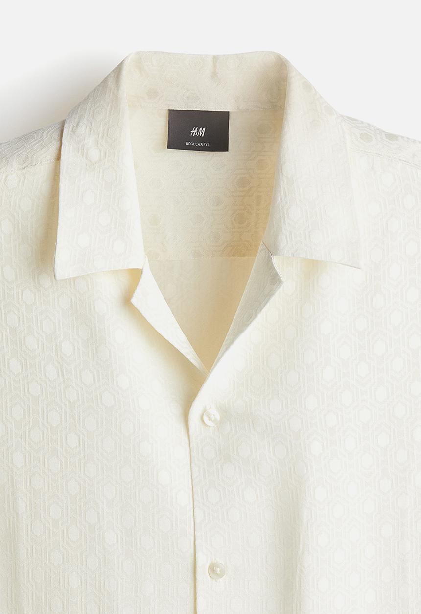 H&M - Regular fit resort shirt - cream 