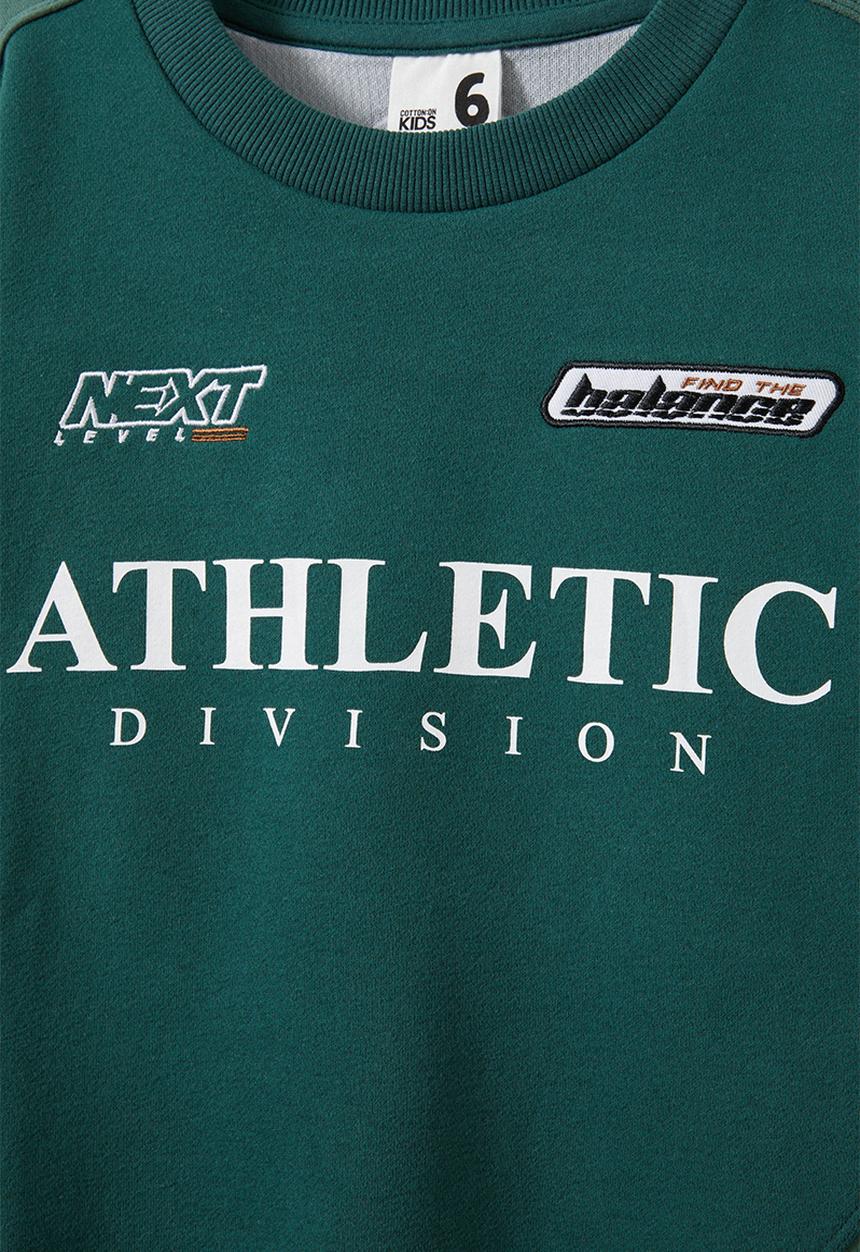 Cotton On - Harley panelled crew - pine tree green/swag green