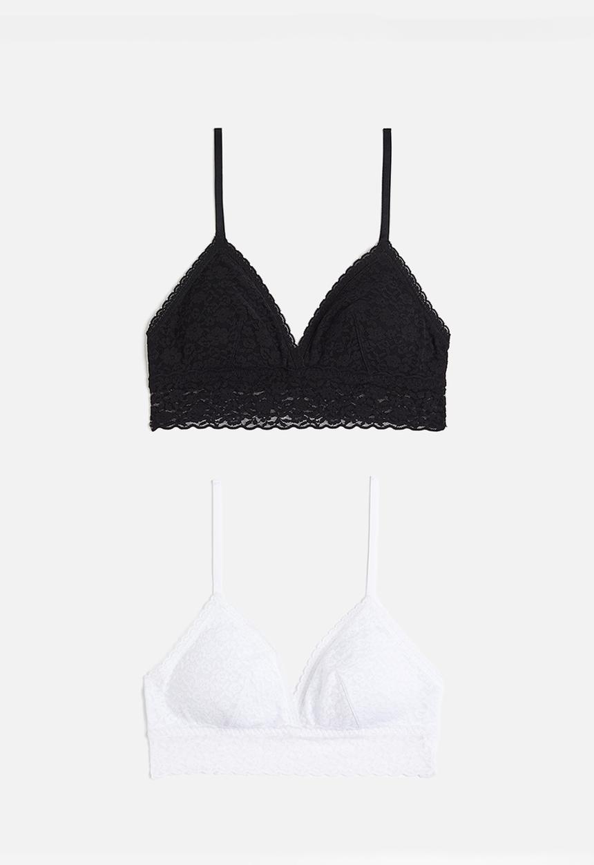 H&M - 2-Pack padded lace bras - black