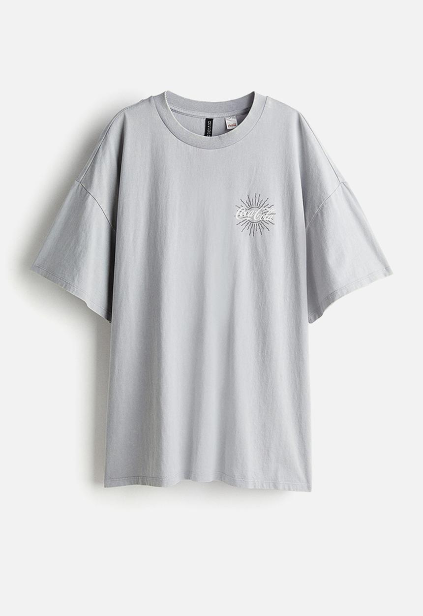 H&M - Oversized printed T-shirt - light grey/coca-cola