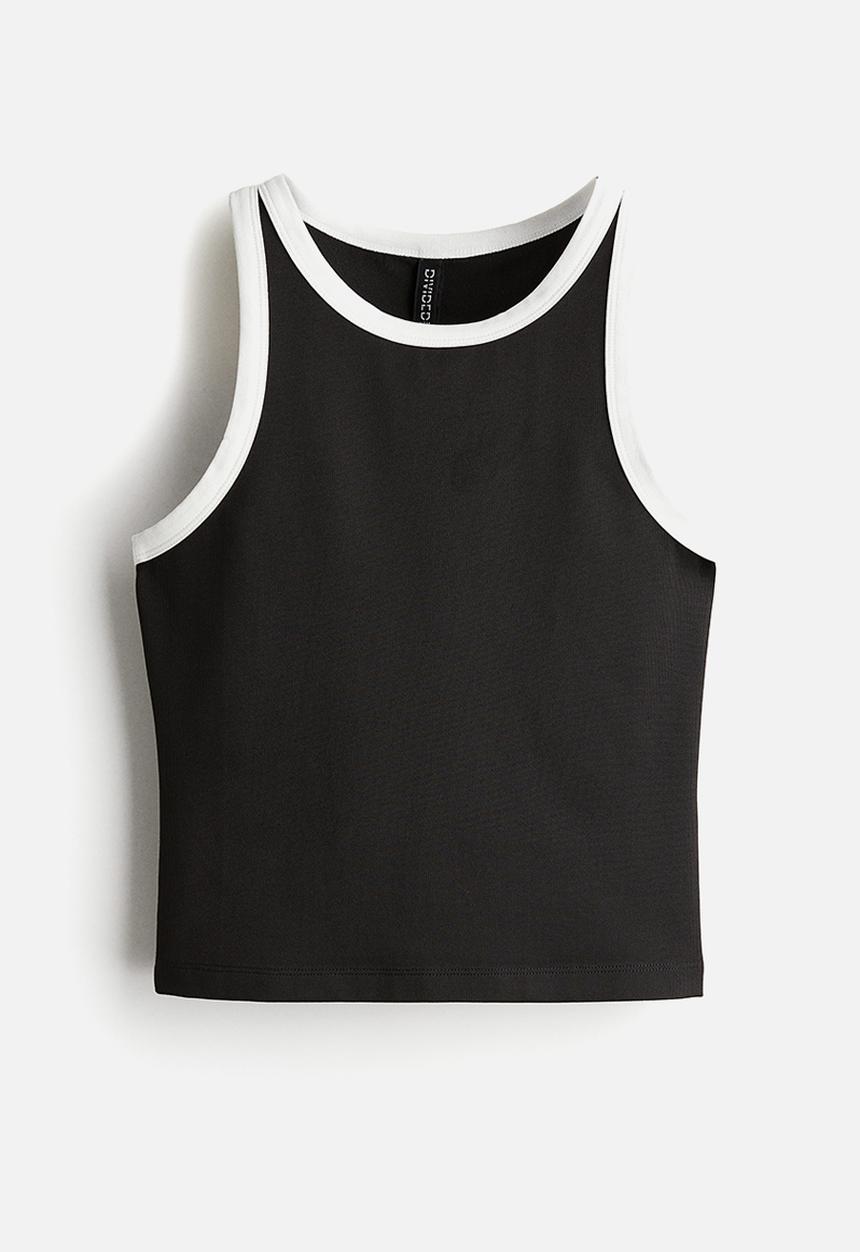 H&M - Ribbed vest top - black & white