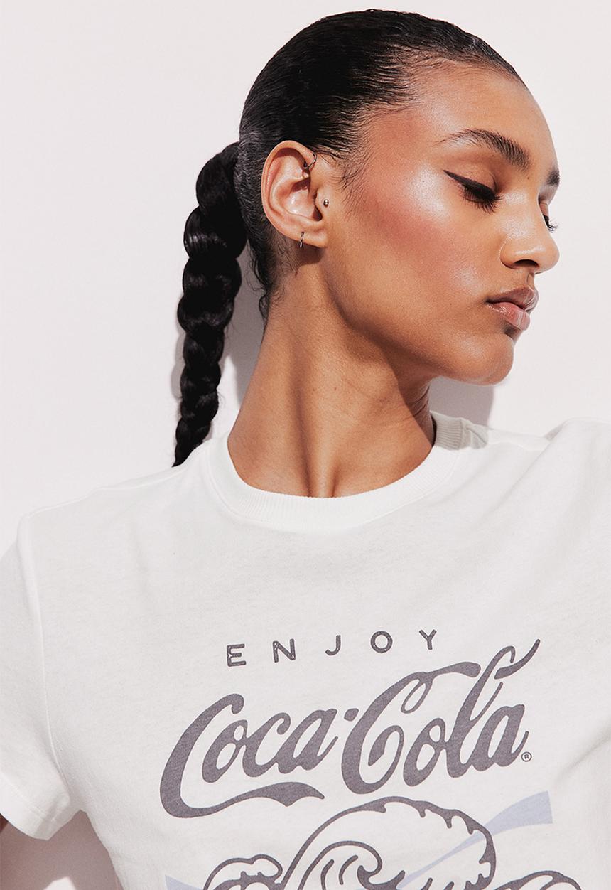 H&M - Printed T-shirt - white coca-cola
