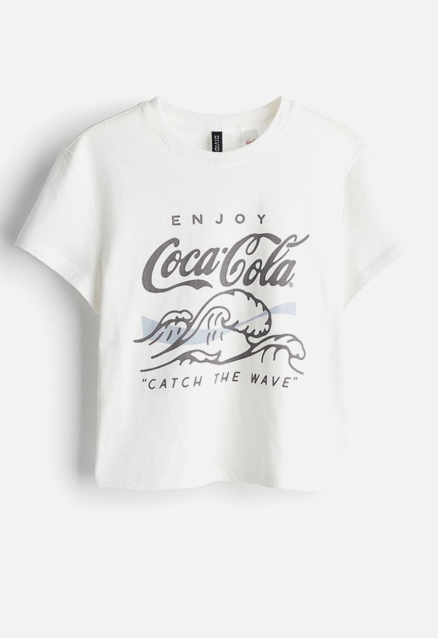 H&M - Printed T-shirt - white coca-cola
