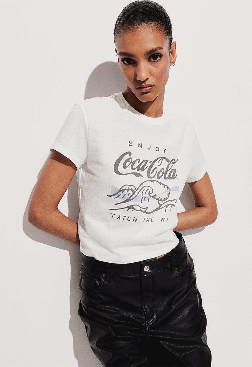 H&M - Printed T-shirt - white coca-cola