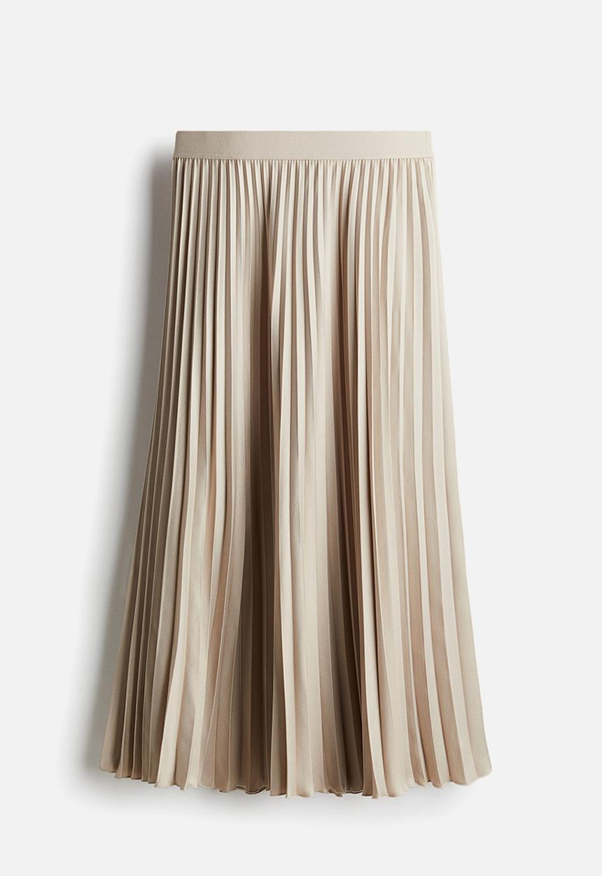 H&M - Pleated skirt - light beige