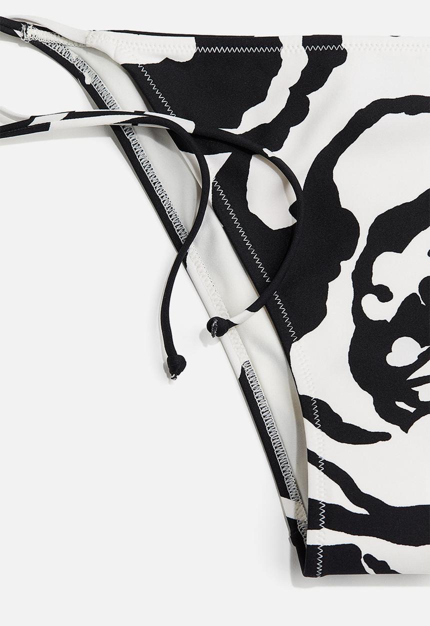H&M - Tie tanga bikini bottoms - black/white patterned