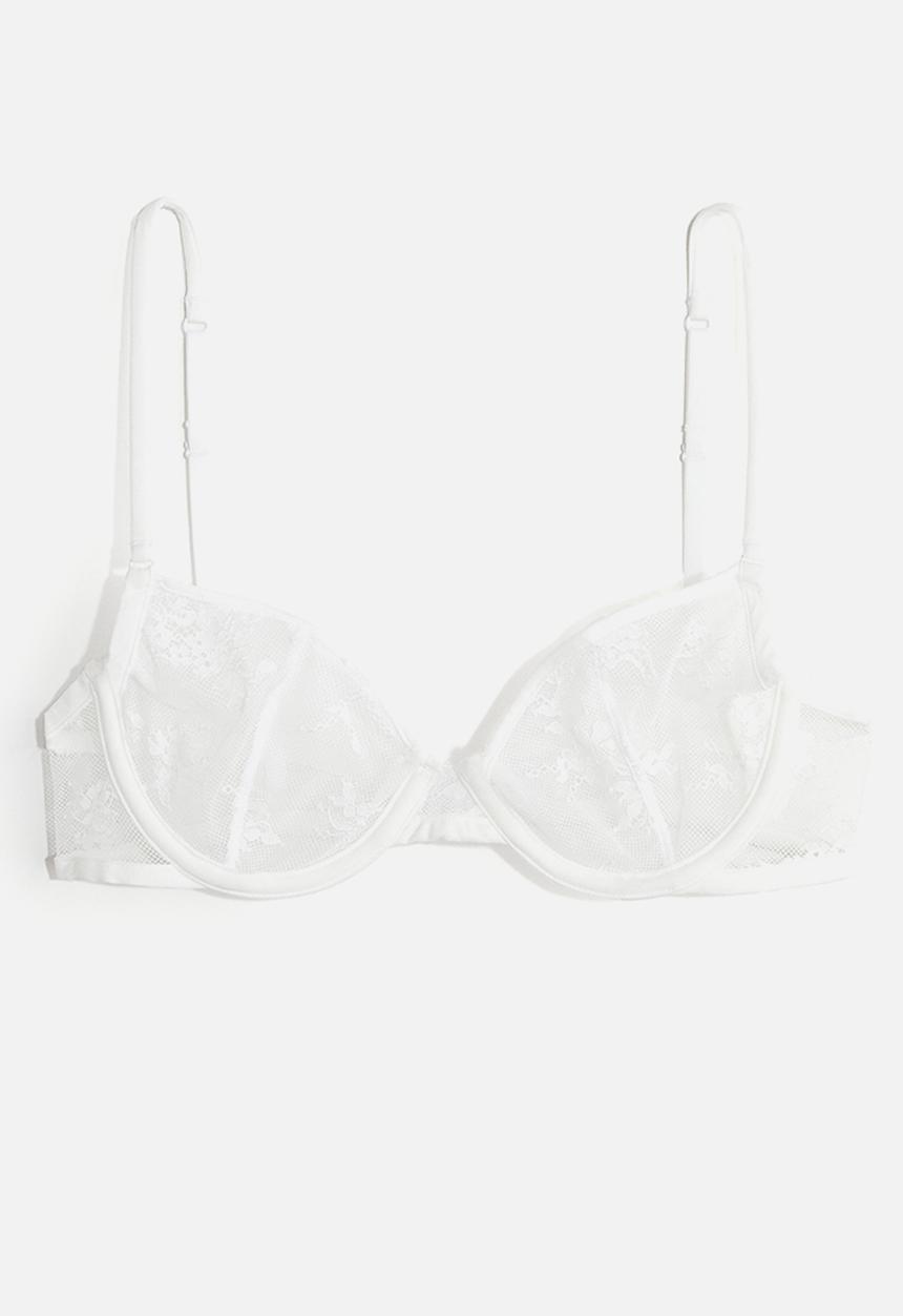 H&M - Non-padded underwired lace bra - white