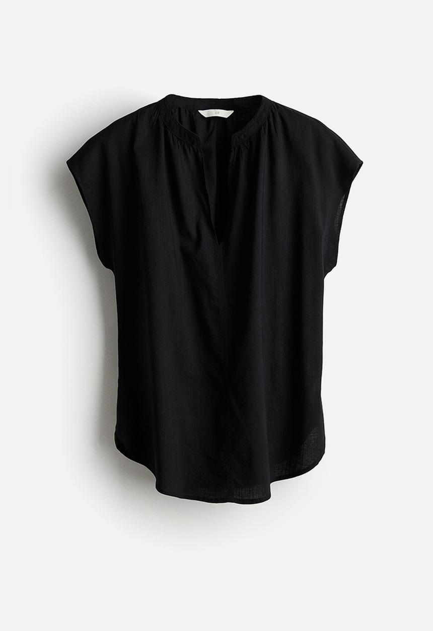 H&M - Cap-sleeved blouse - black