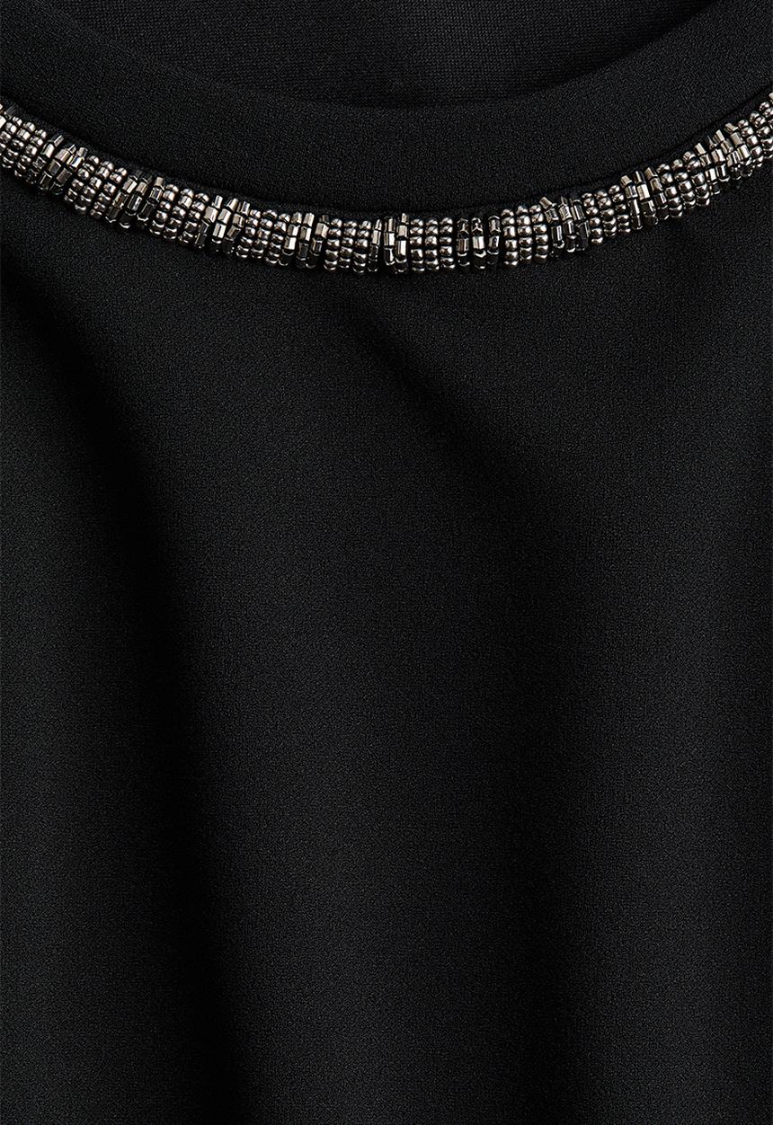 H&M - Short T-shirt - black/beads