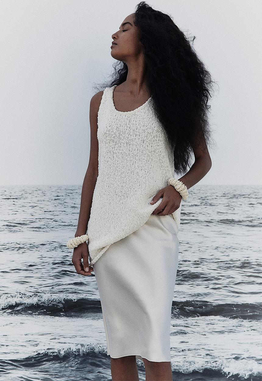 H&M - Knee-length skirt - cream
