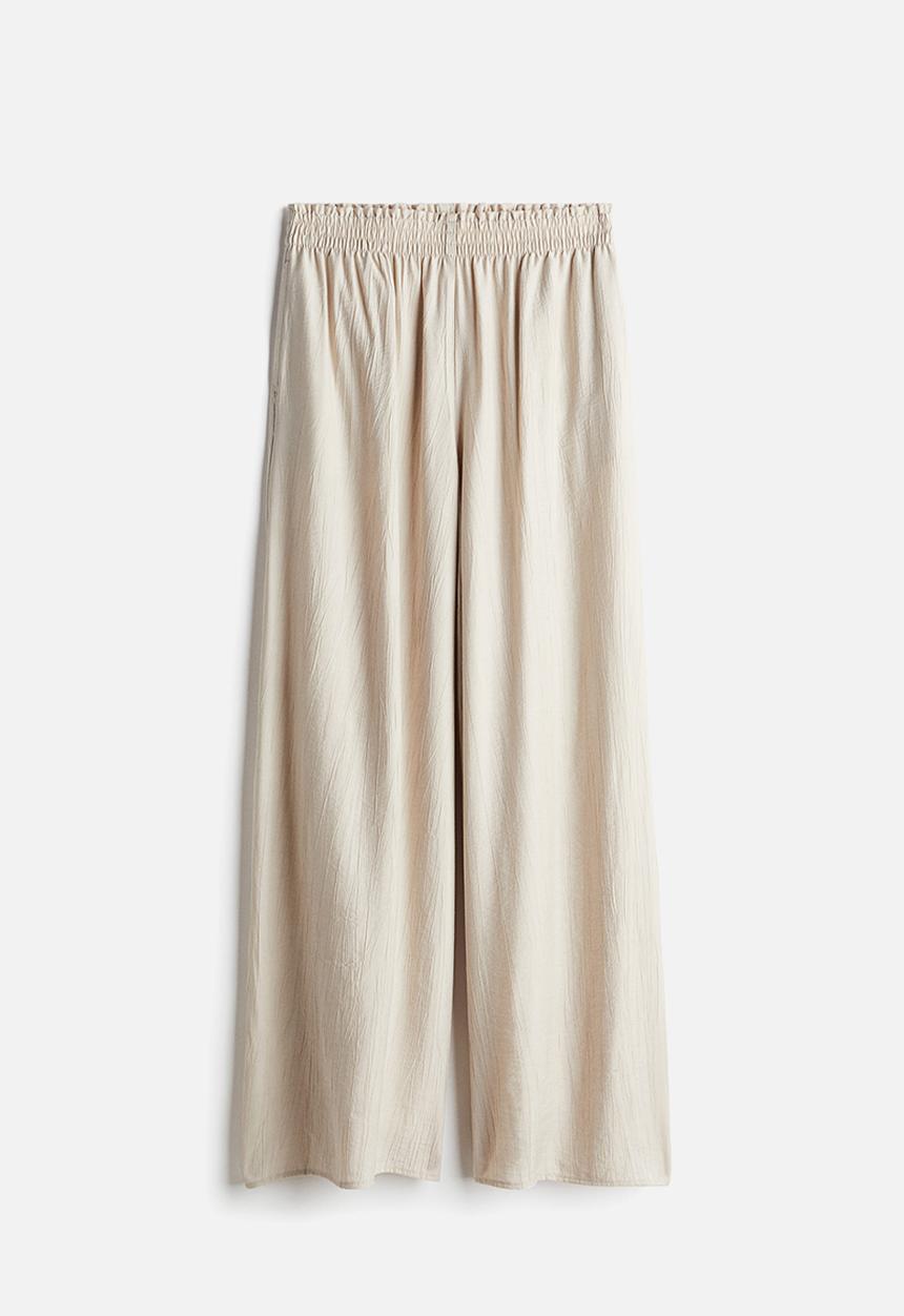 H&M - Wide crinkled trousers - Beige