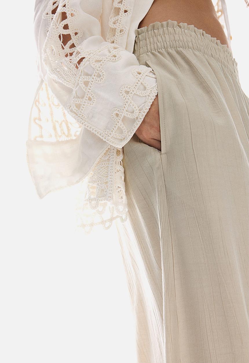 H&M - Wide crinkled trousers - Beige