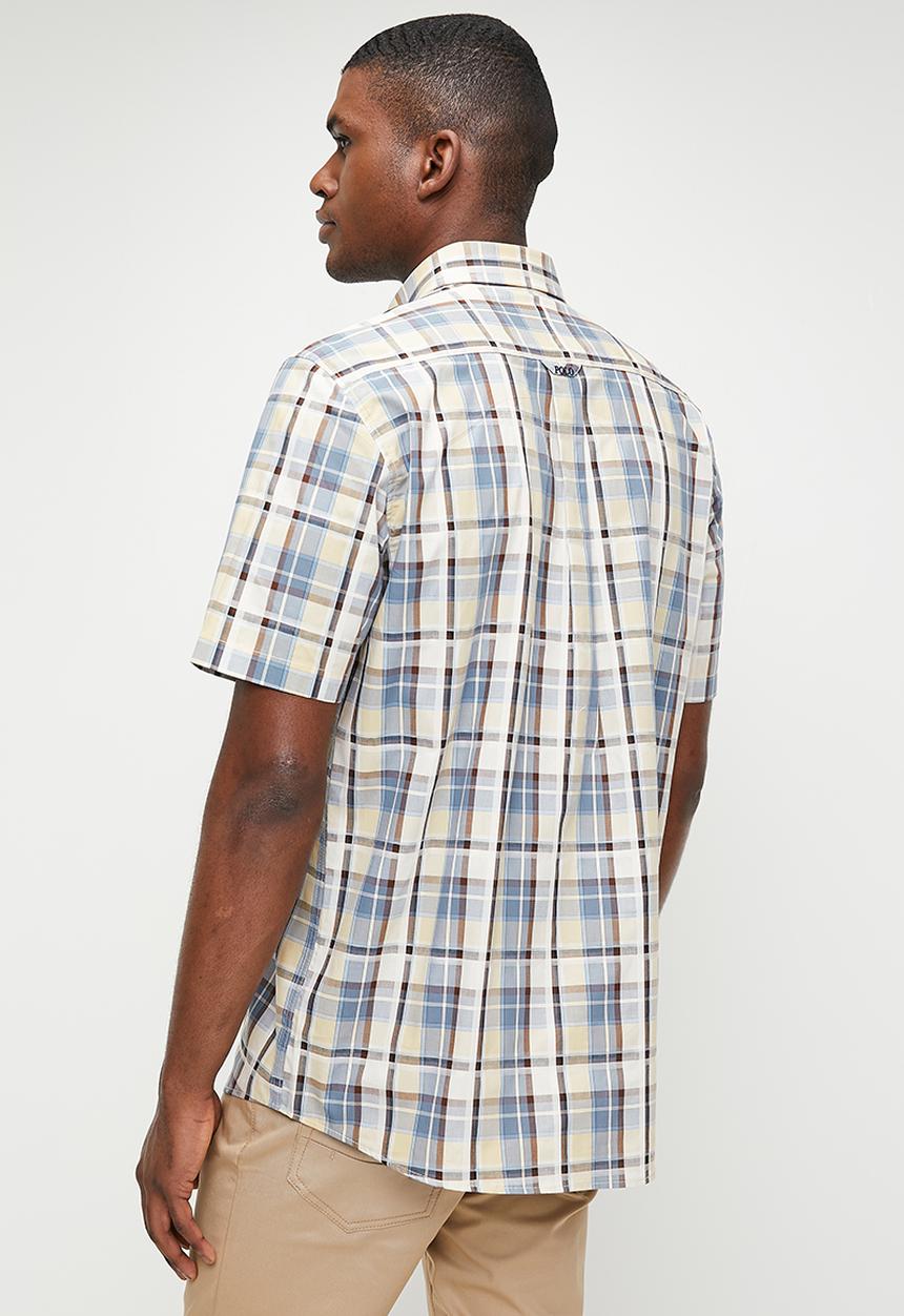 POLO - Terrance Short Sleeve Bold Check Shirt - Stone