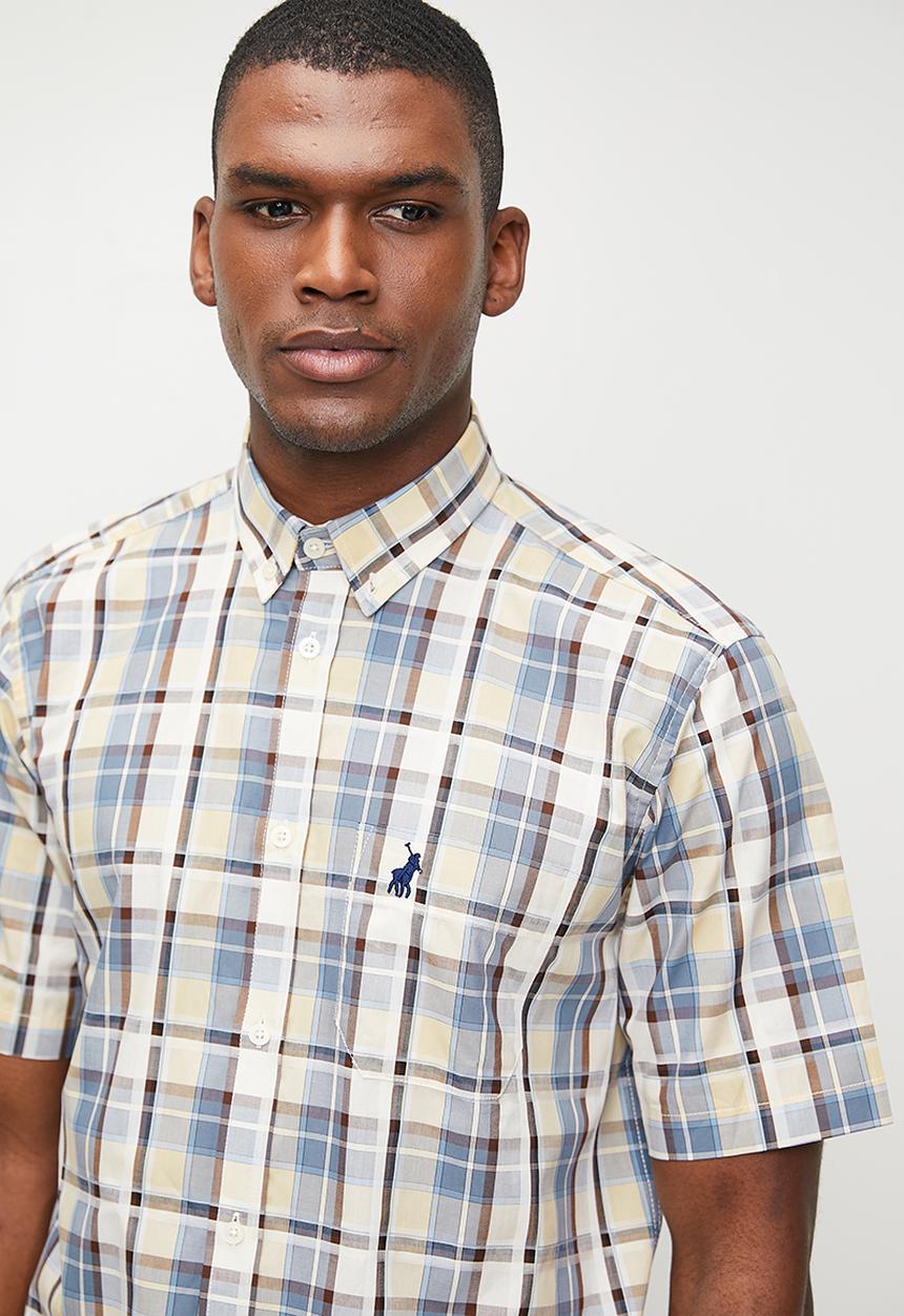 POLO - Terrance Short Sleeve Bold Check Shirt - Stone