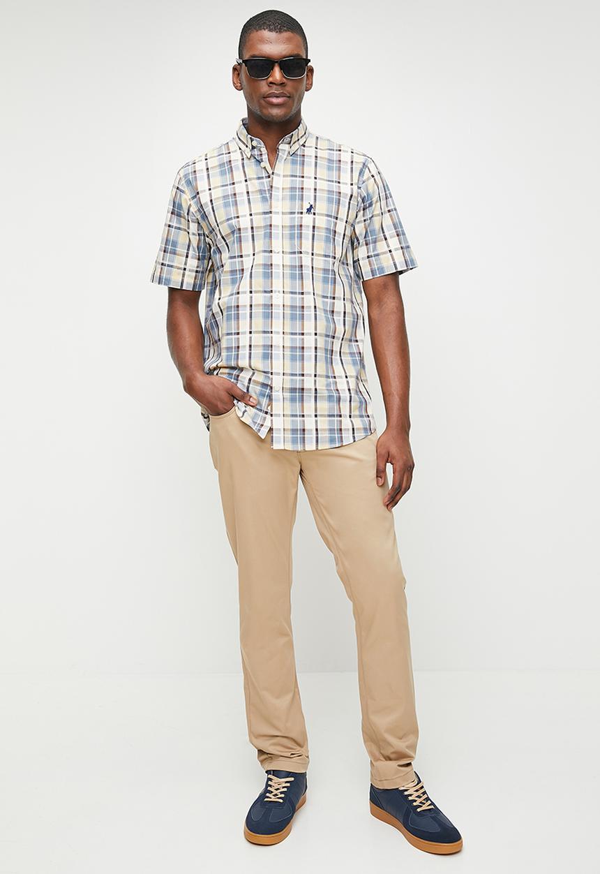 POLO - Terrance Short Sleeve Bold Check Shirt - Stone