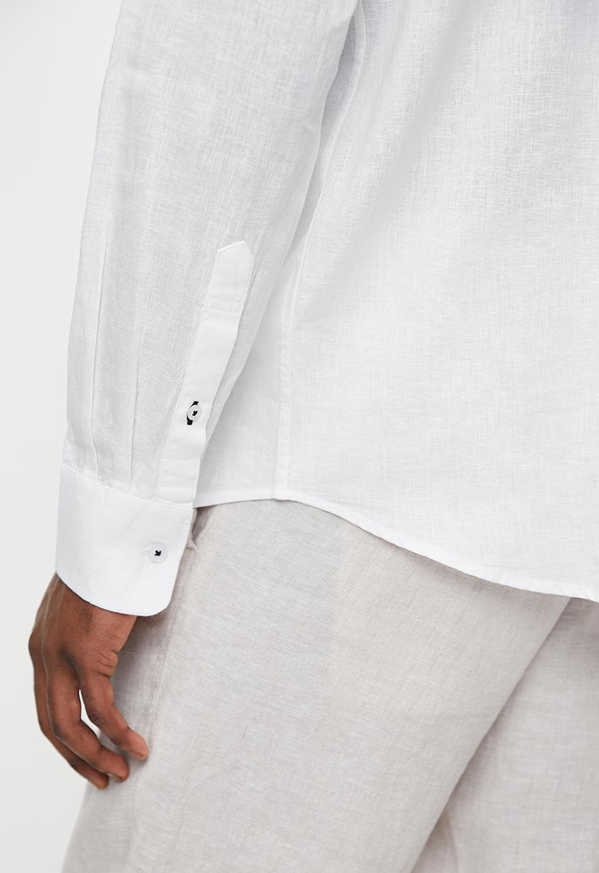 POLO - Lex Ls Plain Linen Shirt - White