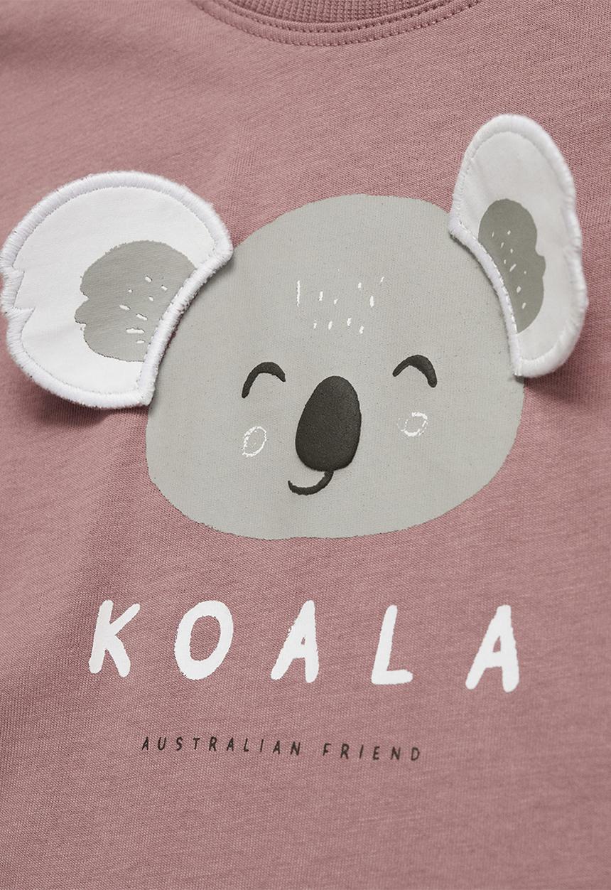 MANGO - T-shirt koala - dark red