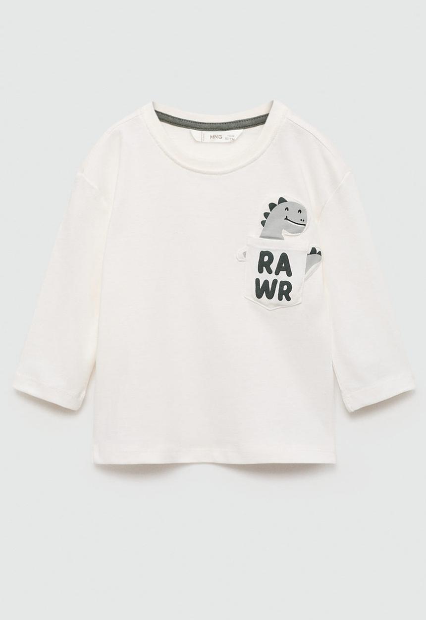 MANGO - T-shirt rawr - natural