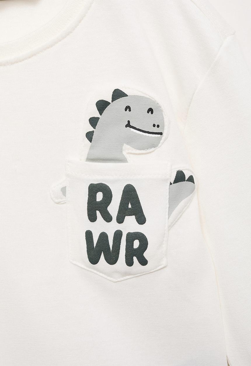 MANGO - T-shirt rawr - natural