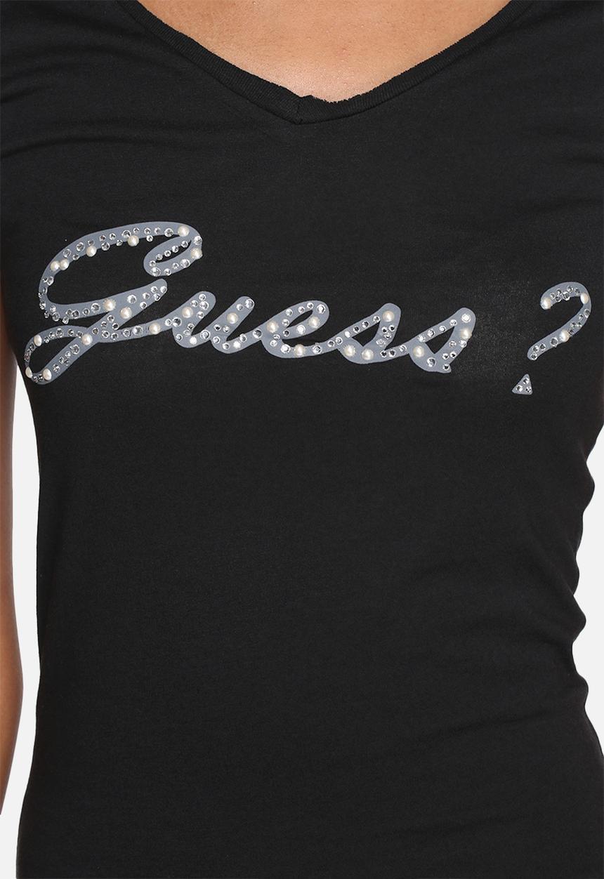 GUESS - Rhinestones pearl V-neck tee