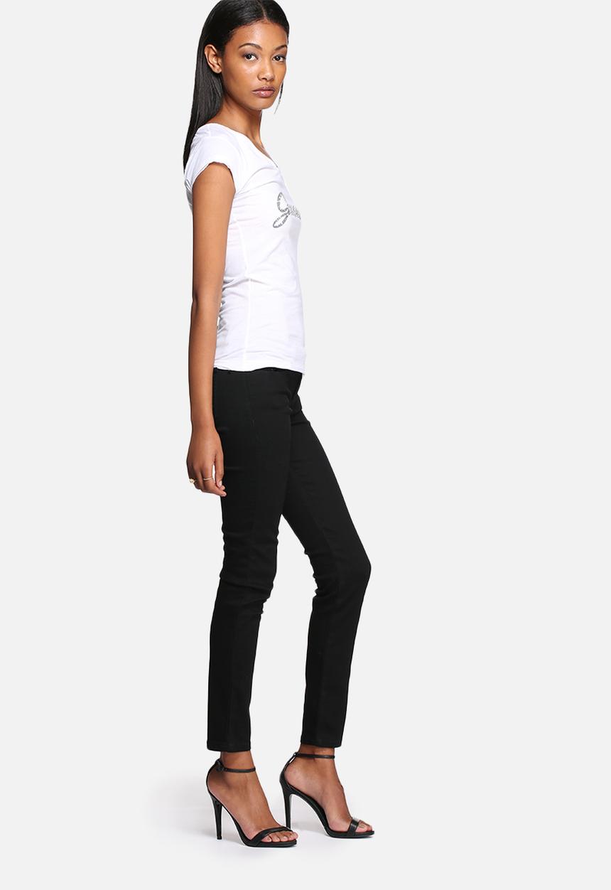 GUESS - Rhinestones pearl V-neck tee