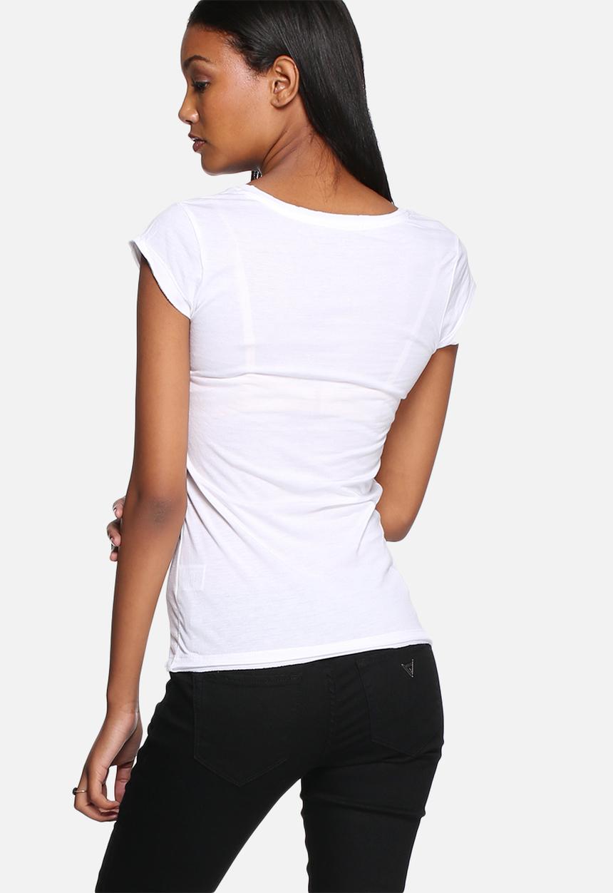 GUESS - Rhinestones pearl V-neck tee
