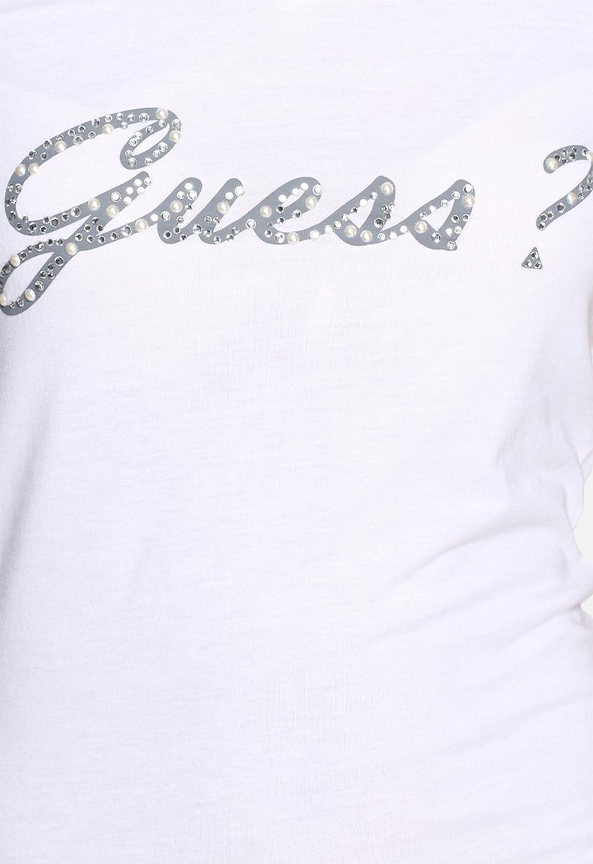 GUESS - Rhinestones pearl V-neck tee