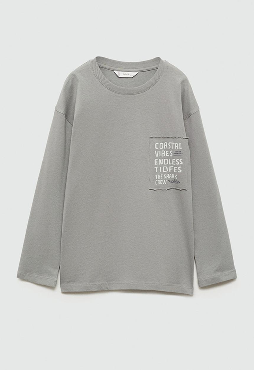 MANGO - T-shirt tiburon - gray