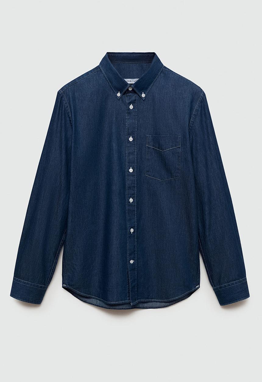 MANGO - Shirt chambrec - open blue